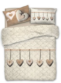 Trapuntino primaverile in cotone made in italy - CUORI APPESI BEIGE