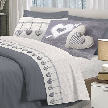 Completo lenzuola CUORI APPESI GRIGIO