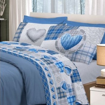 Completo lenzuola in cotone Mountain Love Blu