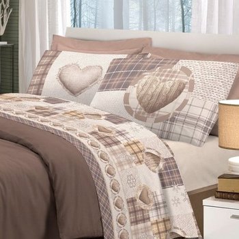 Completo lenzuola in cotone Mountain Love Beige