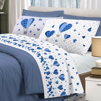 Completo lenzuola in cotone MONGOLFIERE BLU