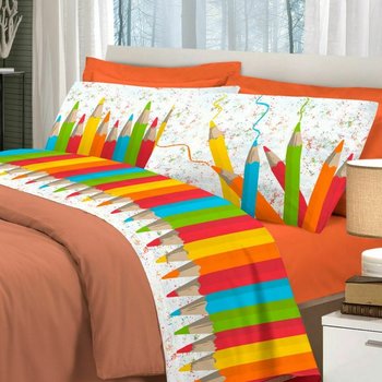 Completo lenzuola in cotone MATITONE ARANCIO