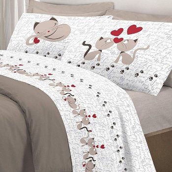 Completo lenzuola CATS ROSSO E BEIGE