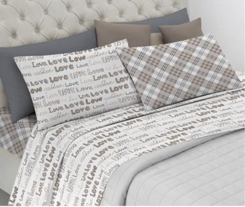 Completo lenzuola in cotone Amore Beige