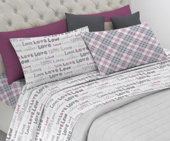 Completo lenzuola in cotone Amore Lilla