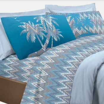 Completo lenzuola in cotone Palma Blu