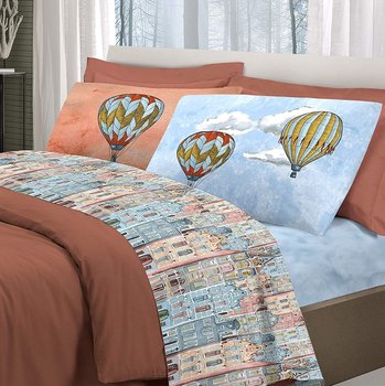 Completo lenzuola in cotone VOLARE ARANCIO