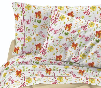 Completo lenzuola matrimoniale in Percalle di Cotone made in Italy FIORI DI CAMPO
