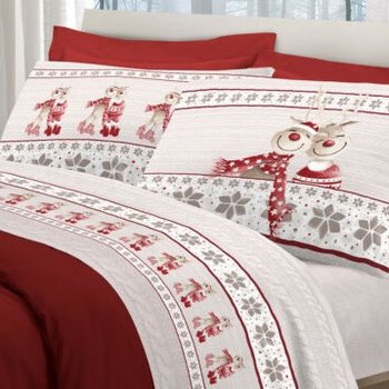 Completo lenzuola in cotone RENNE ROSSO