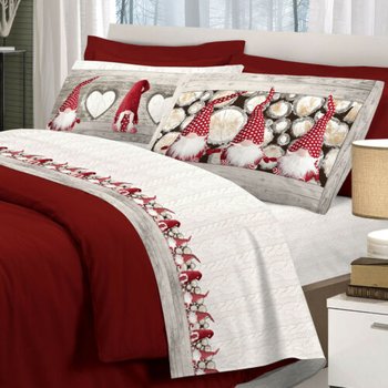 Completo lenzuola in cotone GNOMI ROSSO
