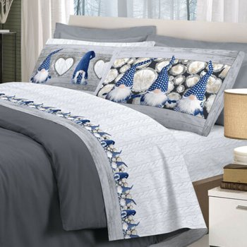 Completo lenzuola in cotone GNOMI BLU