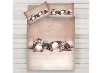 Completo lenzuola matrimoniale in cotone Gattini con stampa digitale