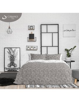 Copripiumino matrimoniale in cotone VISUAL GRIGIO-BEIGE