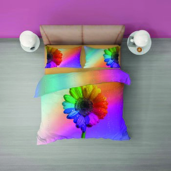 Completo lenzuola matrimoniale in cotone Margherita in stampa digitale