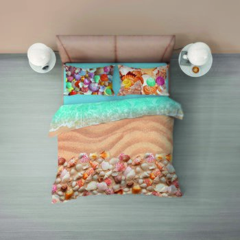 Completo lenzuola matrimoniale in cotone Sandy in stampa digitale