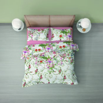 Completo lenzuola matrimoniale in cotone Edera in stampa digitale