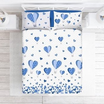 Copripiumino in cotone MONGOLFIERE AZZURRO