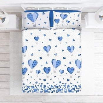 Copriletto in cotone Piquet Mongolfiere Blu