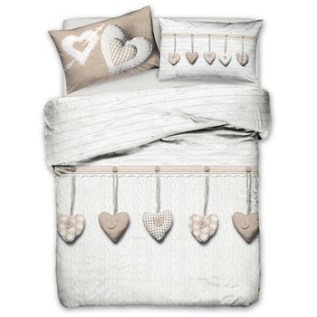 Copriletto in cotone Piquet Cuori Appesi Beige