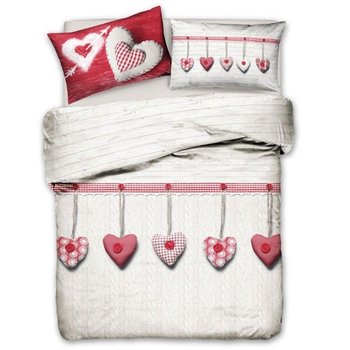 Copriletto in cotone Piquet Cuori Appesi Rosso