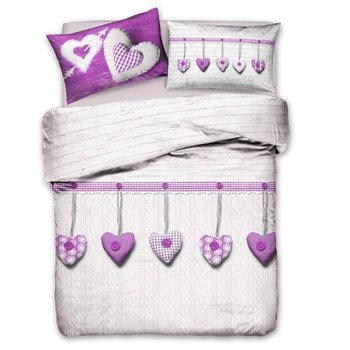 Copriletto in cotone Piquet Cuori Appesi Lilla