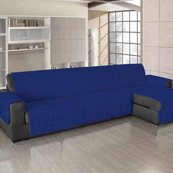 Copridivano con penisola Tinta unita Blu