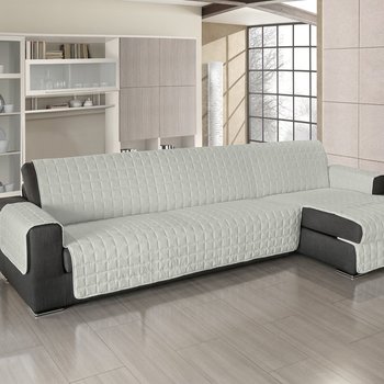 Copridivano con penisola Tinta unita Panna