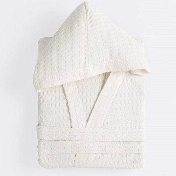 Accappatoio in morbida spugna di cotone a Nido d'Ape Bianco in varie taglie