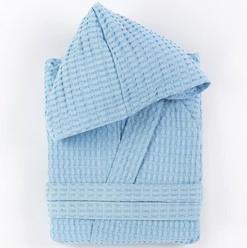 Accappatoio in morbida spugna di cotone a Nido d'Ape Azzurro in varie taglie