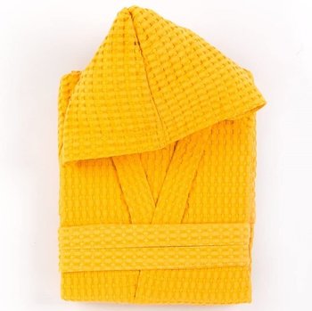 Accappatoio in morbida spugna di cotone a Nido d'Ape Giallo in varie taglie