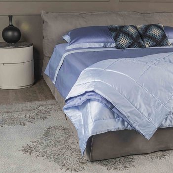 Completo lenzuola Luxury in raso 300 fili Blu temporale