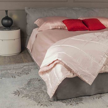 Completo lenzuola Luxury in raso 600 fili Rosa meilland