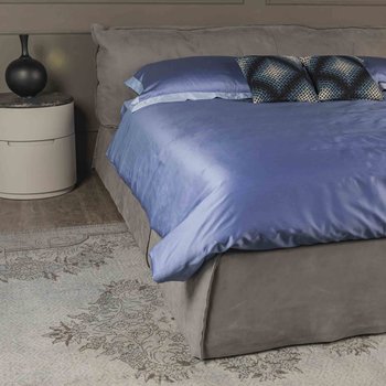 Completo copripiumino Luxury in raso 300 fili Blu temporale