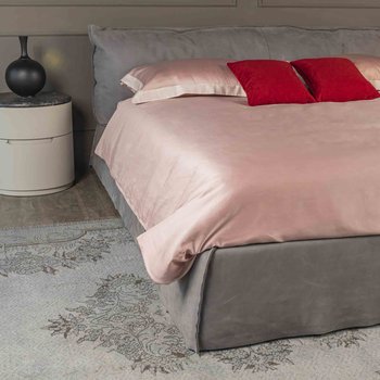 Completo copripiumino Luxury in raso 300 fili Rosa meilland