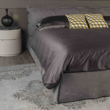 Completo copripiumino Luxury in raso 600 fili Grigio antracite