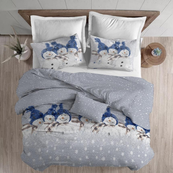 Copripiumino in calda Flanella SNOWMAN BLU