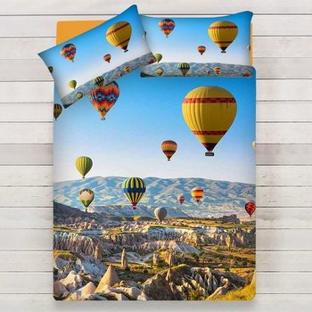 Completo lenzuola matrimoniale in cotone Mongolfiere in Volo con stampa digitale