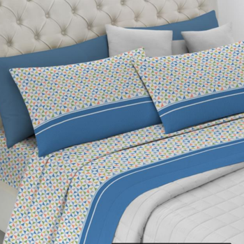 Completo lenzuola matrimoniale in cotone COLORS blu
