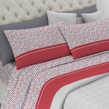 Completo lenzuola matrimoniale in cotone COLORS rosso