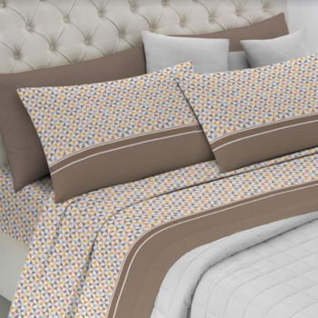 Completo lenzuola matrimoniale in cotone COLORS marrone