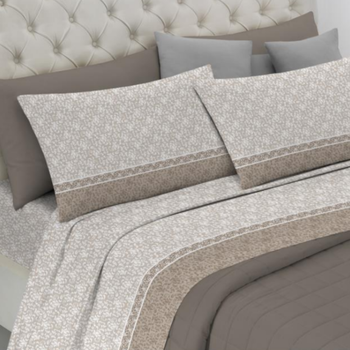 Completo lenzuola matrimoniale in cotone GOTICO beige
