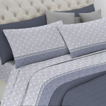 Completo lenzuola matrimoniale in cotone GOTICO blu