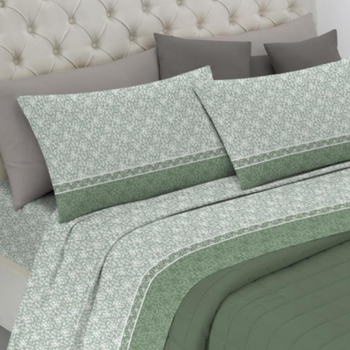 Completo lenzuola matrimoniale in cotone GOTICO verde