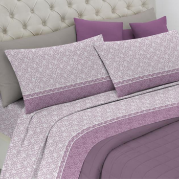 Completo lenzuola matrimoniale in cotone GOTICO lilla