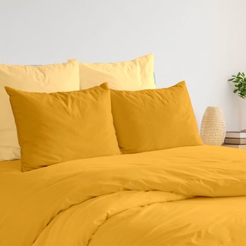 Completo Copripiumino in cotone Percalle Giallo Ocra
