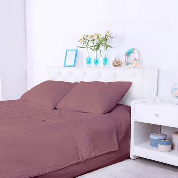 Completo lenzuola in Raso 300 fili Rosa Antico