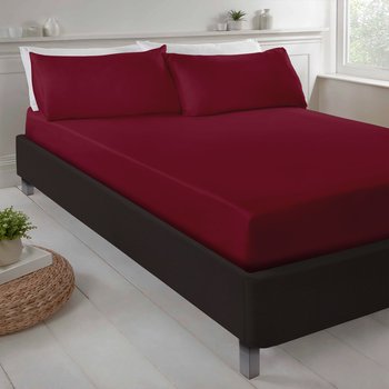 Lenzuola sotto con angoli in Raso 300 fili Rosso Sangria