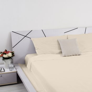 Completo lenzuola in pregiato cotone percalle 200 fili Avorio