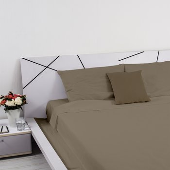 Completo lenzuola in pregiato cotone percalle 200 fili Tortora