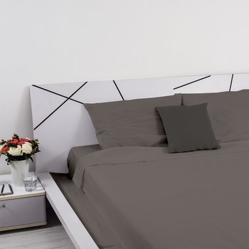 Completo lenzuola in pregiato cotone percalle 200 fili Grigio Peltro